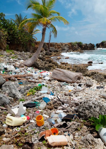 Spiaggia invasa dalla plastica