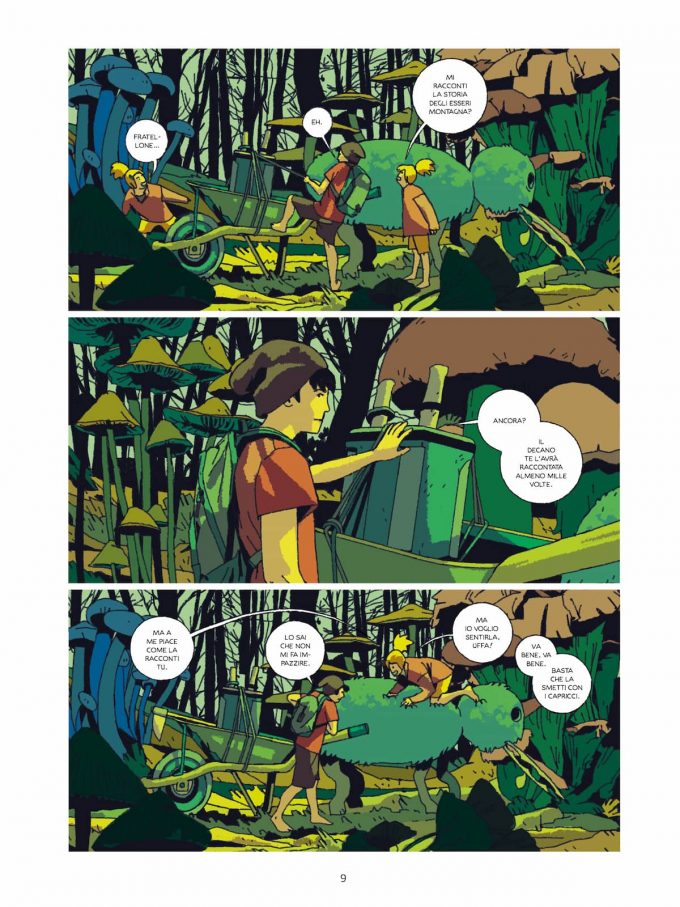 La pagina 9 del graphic novel "essere montagna"